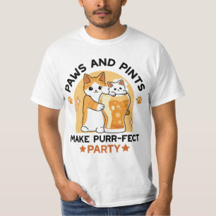 Oktoberfest Cat Party Paws and Pints T-Shirt