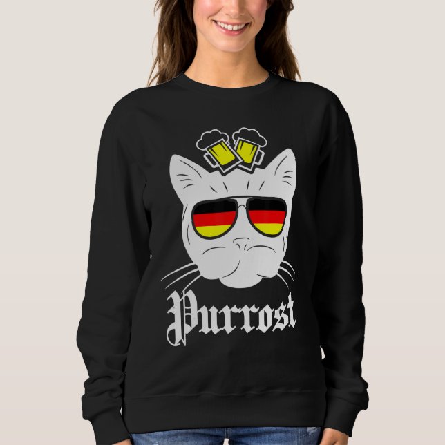 Oktoberfest Cat  Prost German Beer Drinking Bavari Sweatshirt (Front)