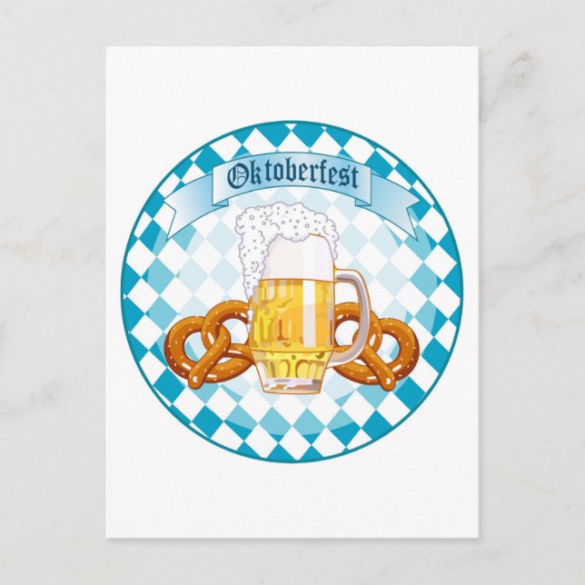 Oktoberfest Celebration Round Design Postcard (Front)