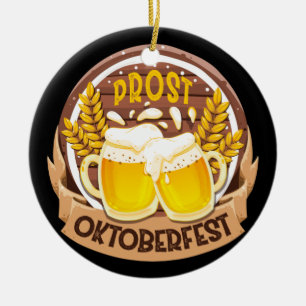 Oktoberfest Cheers German Drinking Beer Party Ceramic Ornament