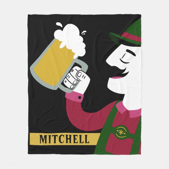 Oktoberfest custom name fleece blanket (Front)