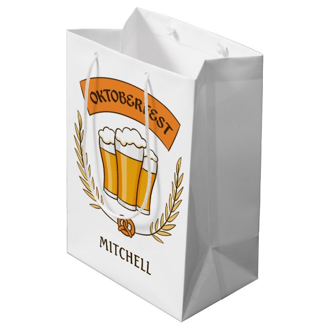 Oktoberfest custom name medium gift bag (Back Angled)