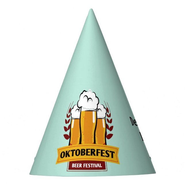 Oktoberfest custom name & text party hat (Front)