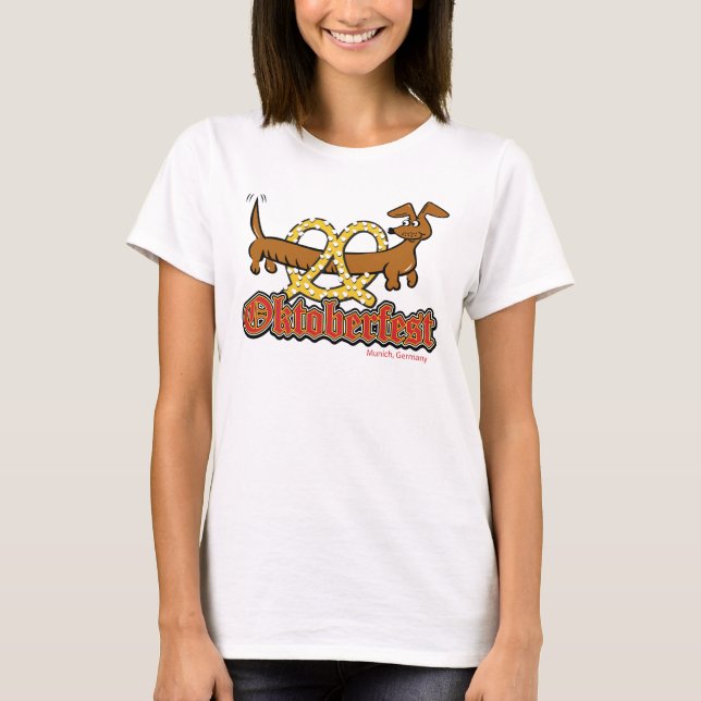Oktoberfest Dachshund and Pretzel T-Shirt (Front)