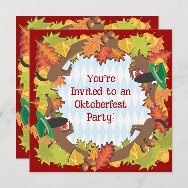 Oktoberfest dachshund Party Invitation (Front/Back)