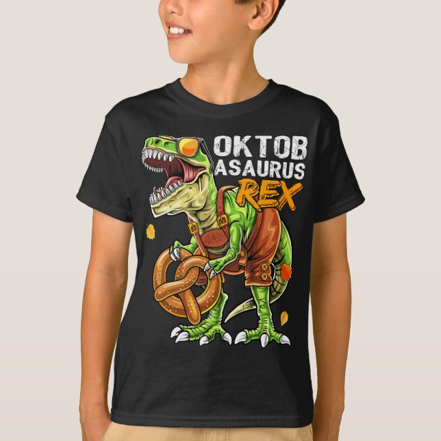 Oktoberfest Dinosaur Lederhosen Bavarian Costume G T-Shirt (Front)