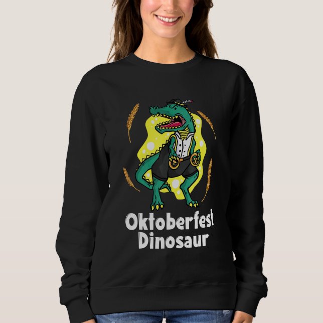 Oktoberfest Dinosaur Lederhosen Bavarian Costume Sweatshirt (Front)