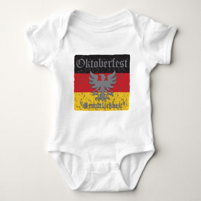 Oktoberfest Distressed Flag Baby Bodysuit (Front)