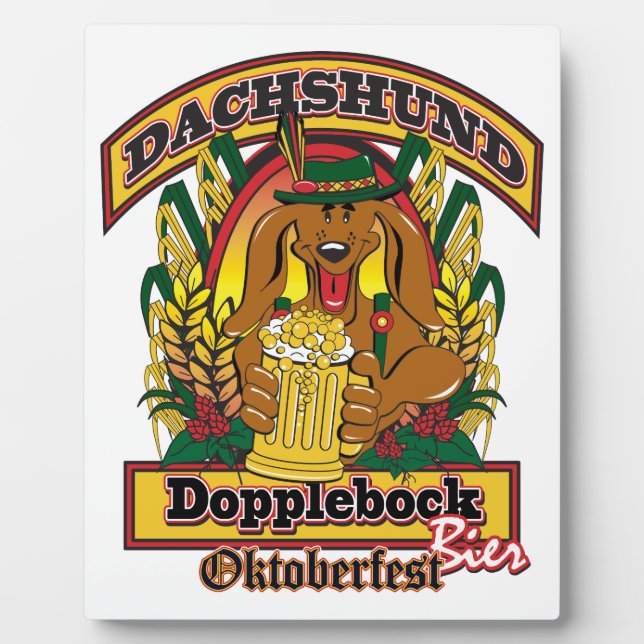 Oktoberfest Dopplebock Dachshund Plaque (Front)