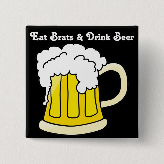 Oktoberfest Eat Brats & Drink Beer 2 15 Cm Square Badge (Front)