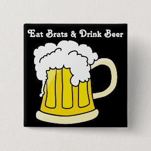 Oktoberfest Eat Brats & Drink Beer 2 15 Cm Square Badge
