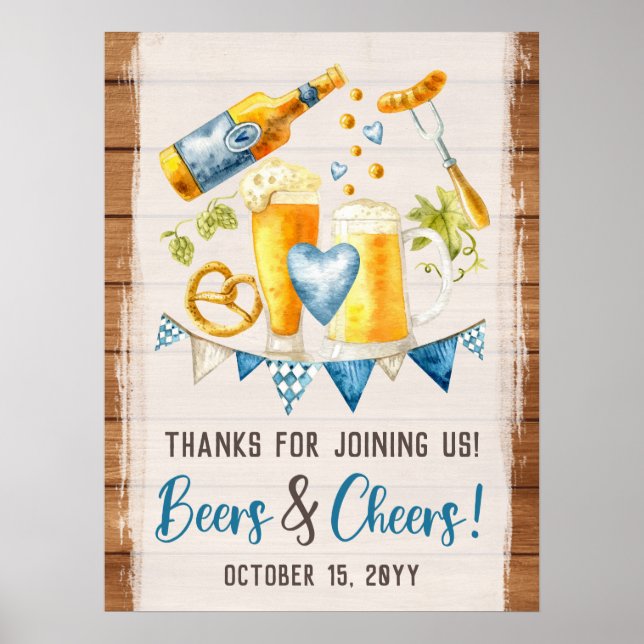Oktoberfest Event Rustic Bavarian Beers 'n Cheers Poster (Front)