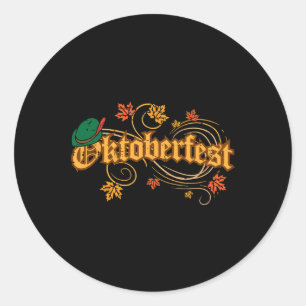 Oktoberfest Fall Autumn Leaves German Costume Wome Classic Round Sticker