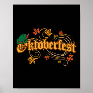 Oktoberfest Fall Autumn Leaves German Costume Wome Poster