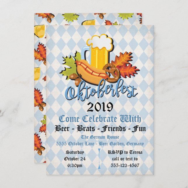 Oktoberfest fall leaves Party Invitations (Front/Back)