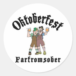 Oktoberfest Far From Sober Classic Round Sticker