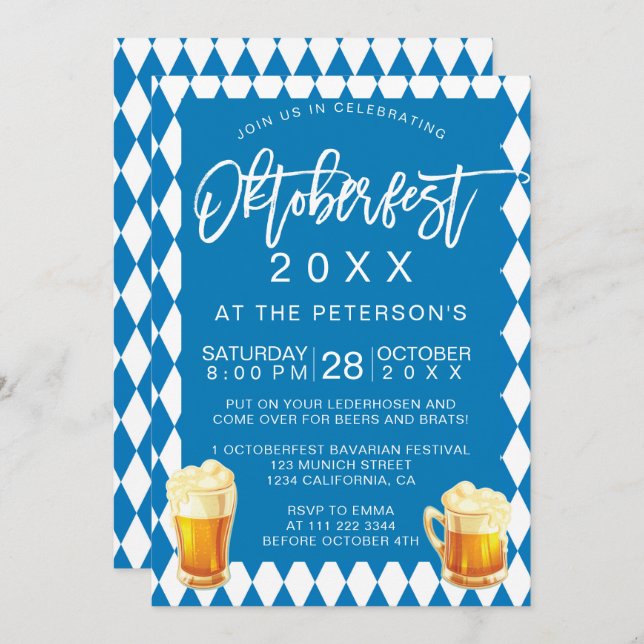 Oktoberfest festival party typography Bavarian Invitation (Front/Back)