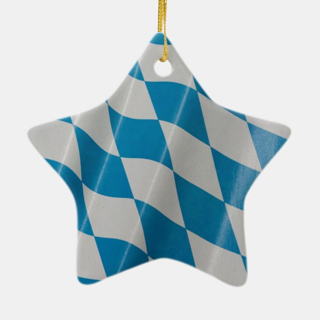 Oktoberfest Flag Colours Bavaria Bayern Ceramic Ornament (Back)