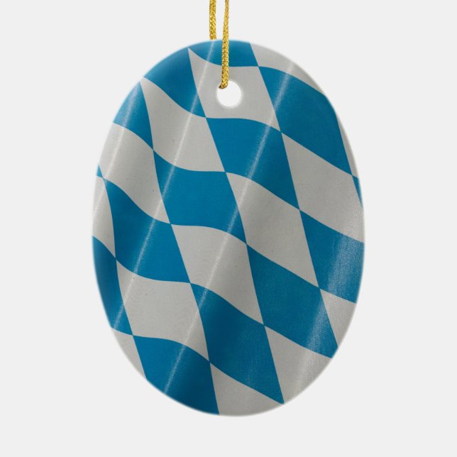 Oktoberfest Flag Colours Bavaria Bayern Ceramic Tree Decoration (Back)