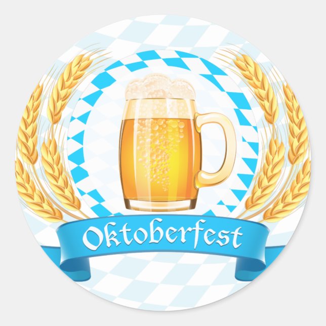 Oktoberfest Frothy Beer Mug Classic Round Sticker (Front)