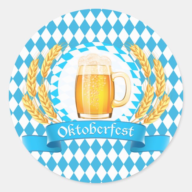 Oktoberfest Frothy Beer Mug Classic Round Sticker (Front)