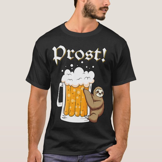 Oktoberfest Funny Sloth Mug Beer Prost 5 T-Shirt (Front)