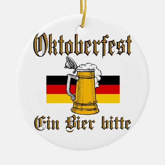 Oktoberfest Gear Ceramic Tree Decoration (Front)