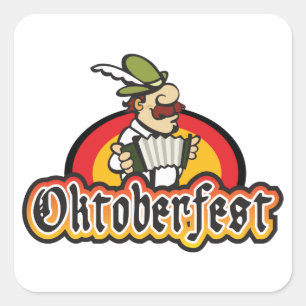 Oktoberfest German Accordion Player Square Sticker