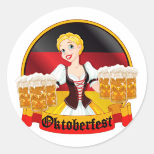 Oktoberfest German Bar Maid Classic Round Sticker