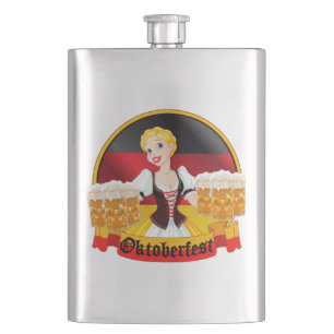Oktoberfest German Bar Maid Hip Flask