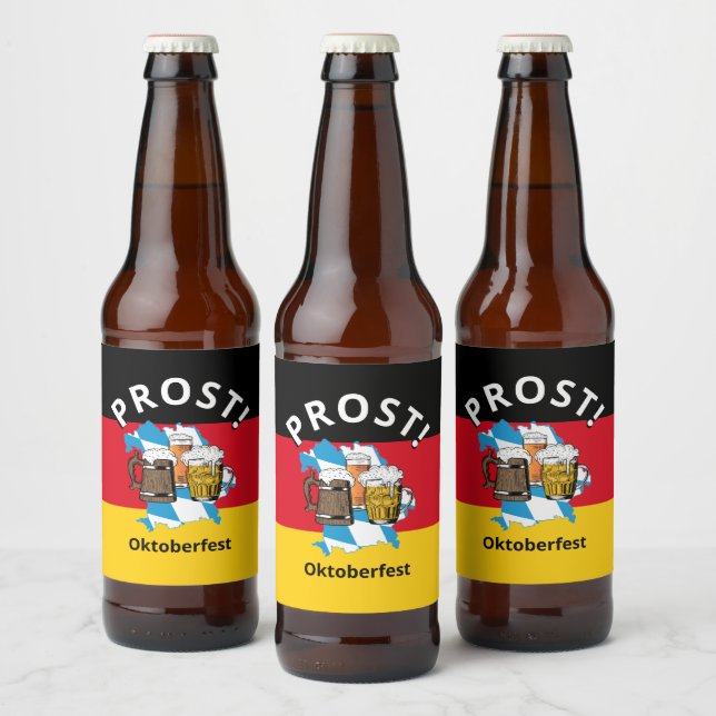 OKTOBERFEST German Bavarian Flag Cartoon Beers Beer Bottle Label (Bottles)
