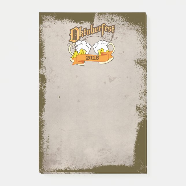 Oktoberfest German Festival Beer Steins Typography Post-it Notes (Front)