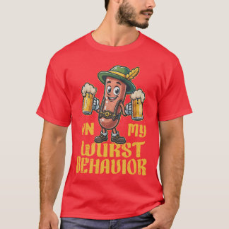 Oktoberfest German On My Wurst Behaviour Funny Bee T-Shirt
