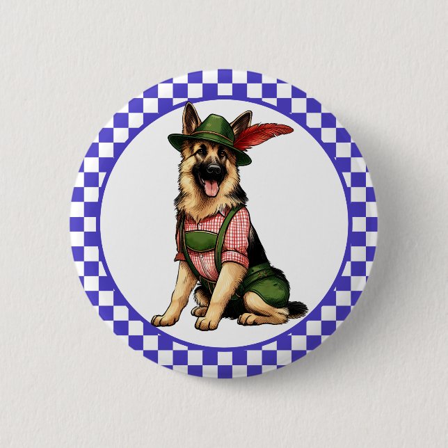 Oktoberfest German Shepherd  6 Cm Round Badge (Front)