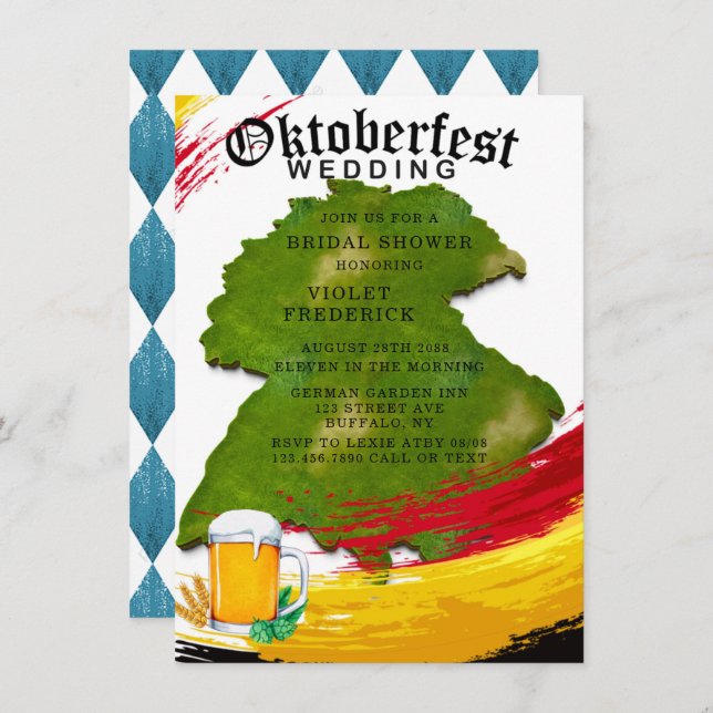Oktoberfest Germany Map Bridal Shower Invitation (Front/Back)