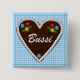 Oktoberfest Heart "Bussi" 15 Cm Square Badge