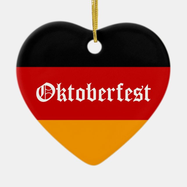 Oktoberfest Heart Ceramic Ornament (Front)