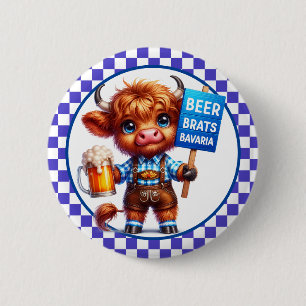 Oktoberfest Highland Cow 6 Cm Round Badge