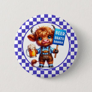 Oktoberfest Highland Cow 6 Cm Round Badge