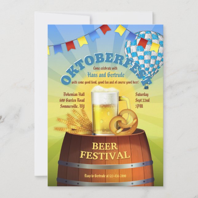Oktoberfest Hot Air Balloon Invitation (Front)