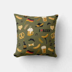 Oktoberfest I Love Beer Pattern Cushion