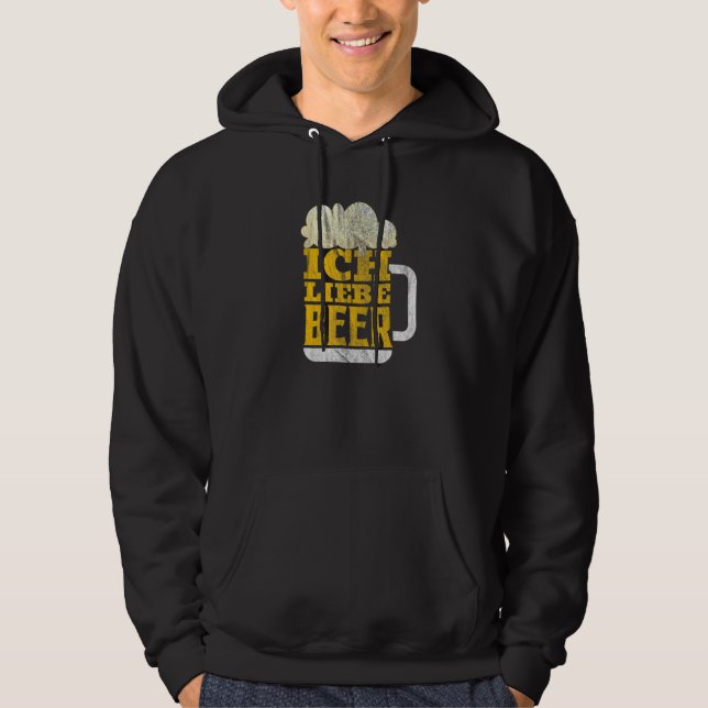 Oktoberfest Ich Love Beer Retro German Bavarian Fe Hoodie (Front)