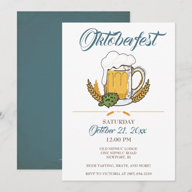 Oktoberfest Invitation, Beer Tasting Invite (Front/Back)