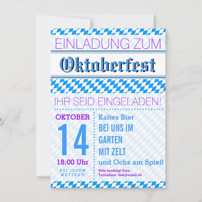 Oktoberfest Invitation Diamonds (Front)