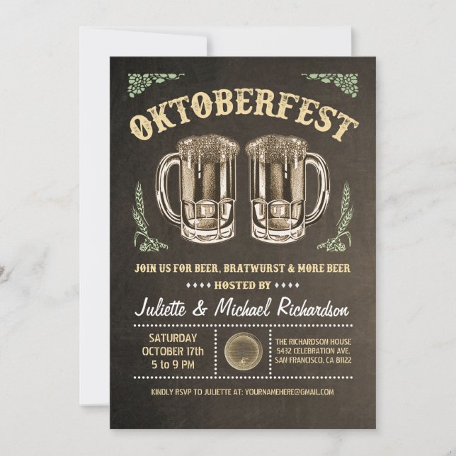 Oktoberfest Invitations | Brown (Front)