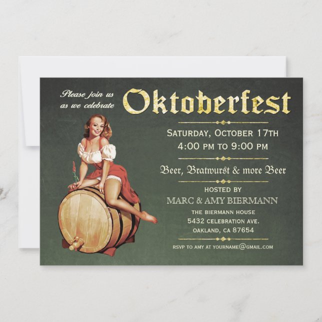 Oktoberfest Invitations (Vintage) v.2 (Green) (Front)