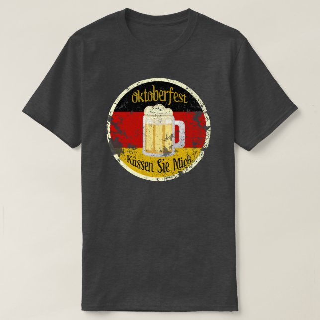 Oktoberfest Kiss Me Grungy Design T-Shirt (Design Front)