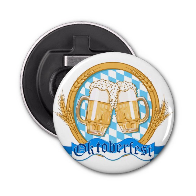 Oktoberfest Label Design With Beer Glasses Bottle Opener (Front)