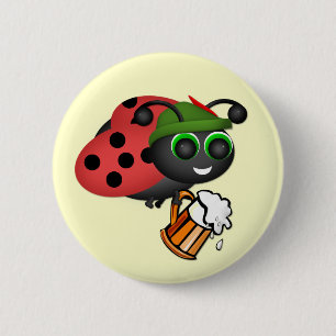 Oktoberfest Ladybug with Beer 6 Cm Round Badge