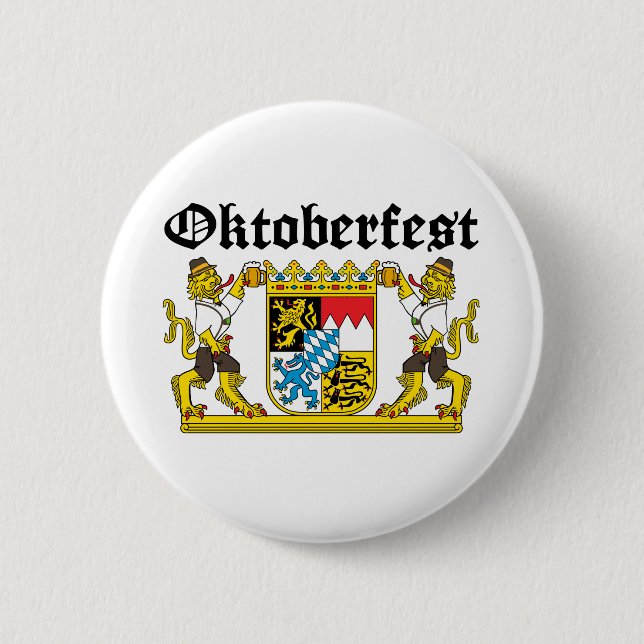 Oktoberfest - Leones con cerveza 6 Cm Round Badge (Front)